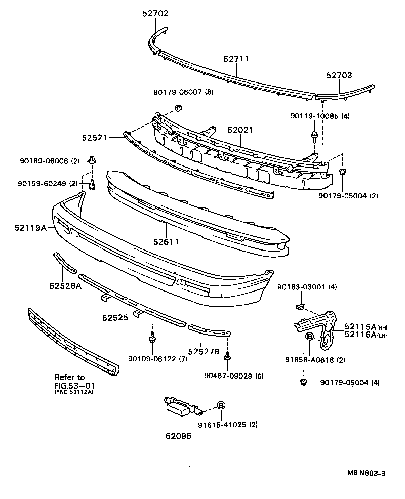 52021-32080 REINFORCEMENT SUB-ASSY, FRONT BUMPER product image