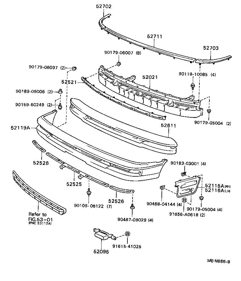 52021-32080 REINFORCEMENT SUB-ASSY, FRONT BUMPER product image