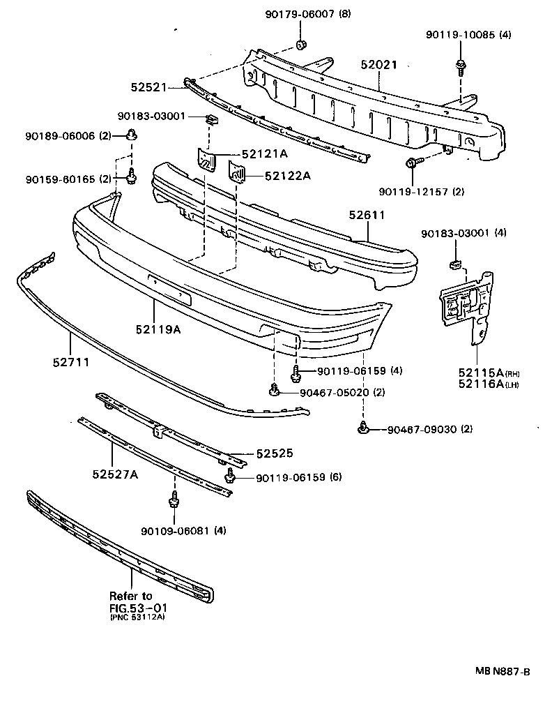 52021-32080 REINFORCEMENT SUB-ASSY, FRONT BUMPER product image