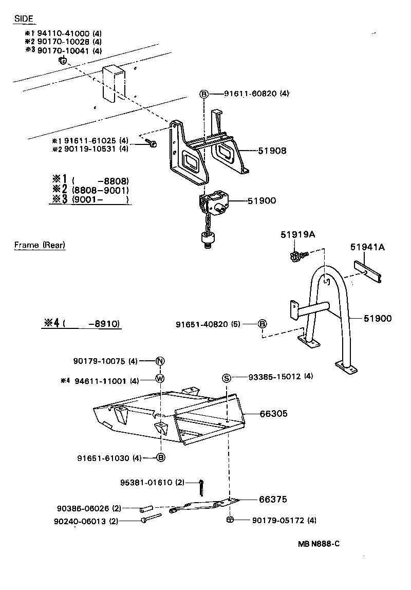 51903-90F01 CARRIER ASSY, SPARE WHEEL product image