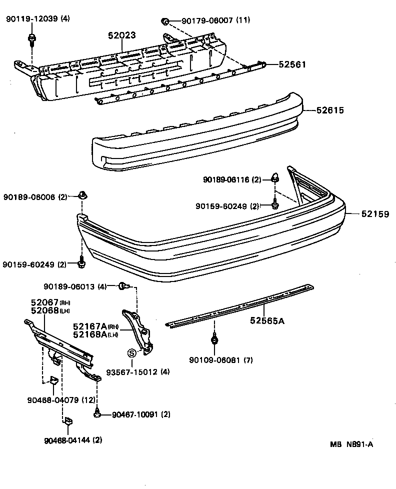 52023-32140 REINFORCEMENT SUB-ASSY, REAR BUMPER product image