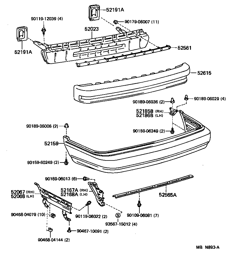 52023-32130 REINFORCEMENT SUB-ASSY, REAR BUMPER product image