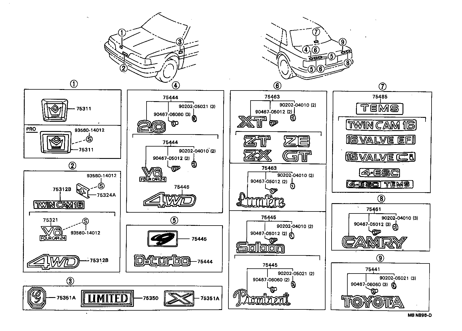 75350-22010 EMBLEM ASSY, FRONT FENDER product image