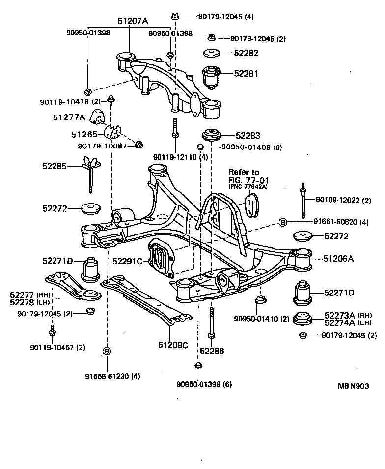 51204-32022 MEMBER SUB-ASSY, ENGINE MOUNTING, CENTER product image