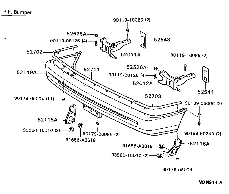 52525-32040 RETAINER, FRONT BUMPER, LOWER CENTER product image