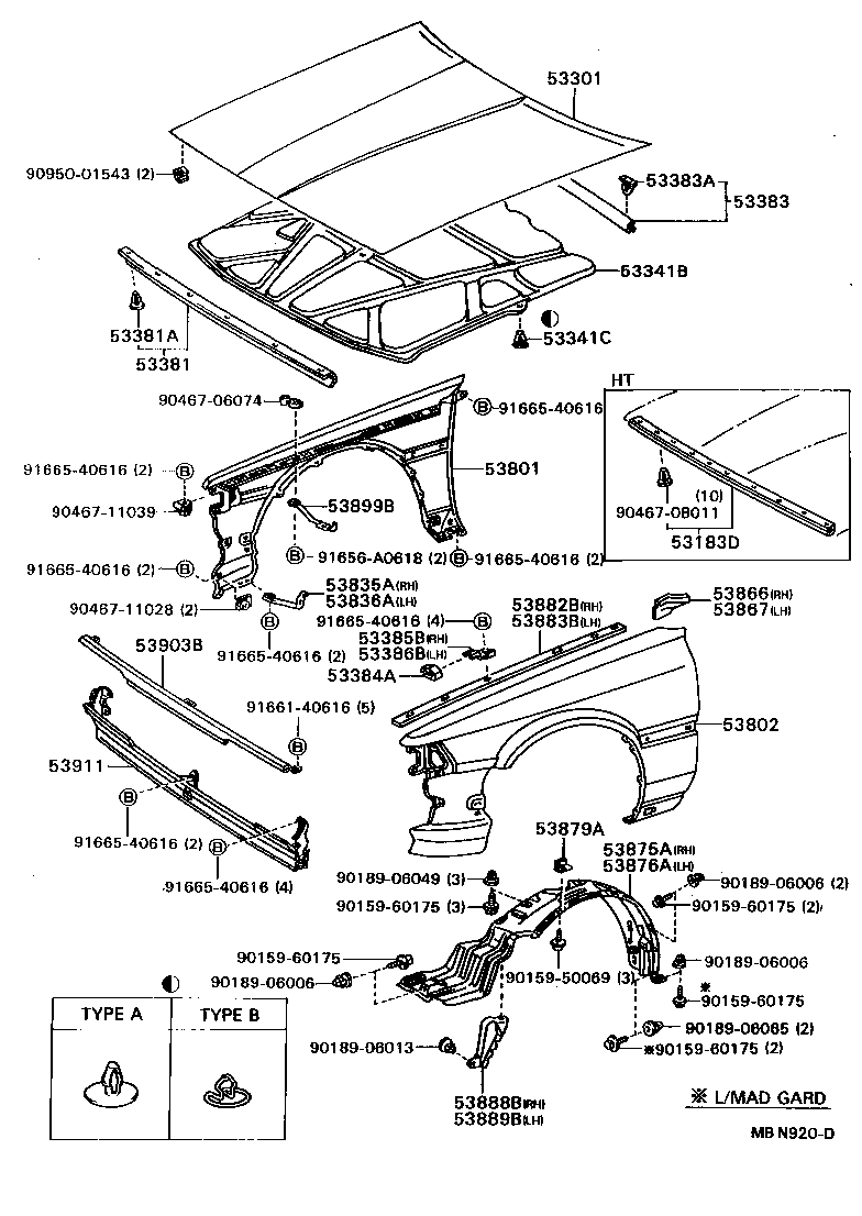 53801-32150 FENDER SUB-ASSY, FRONT RH product image