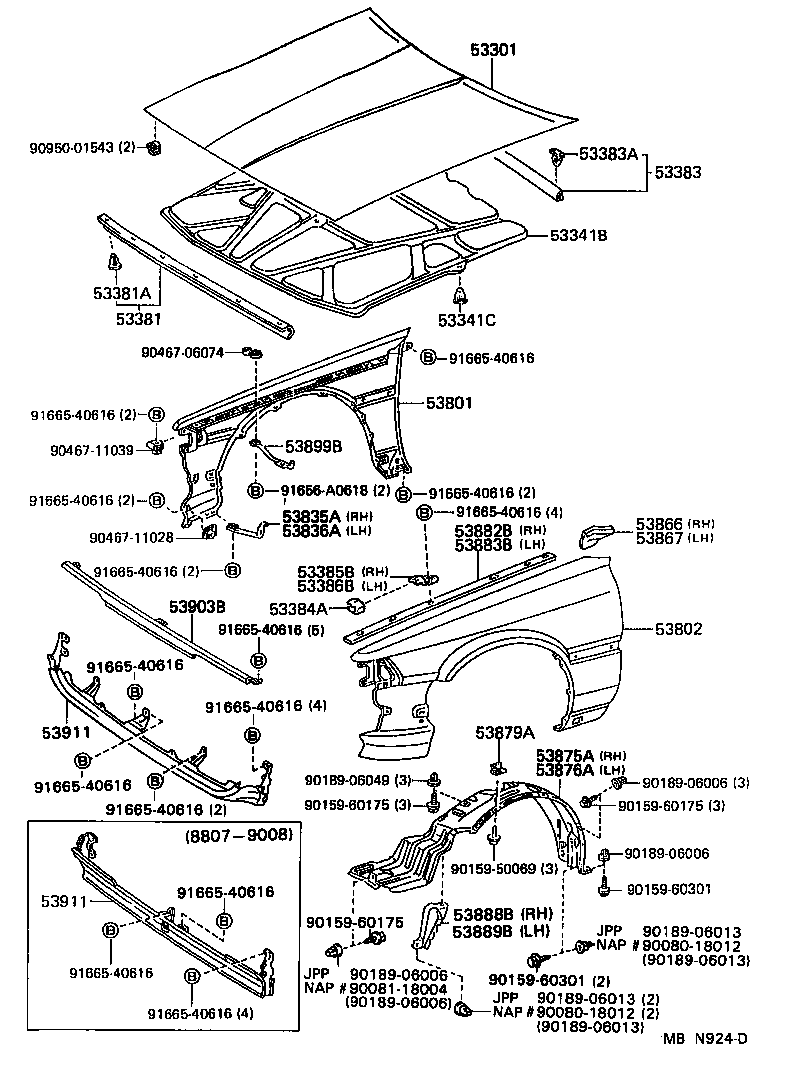 Toyota 90081-46019 CLIP(FOR HOOD TO COWL TOP SEAL)
