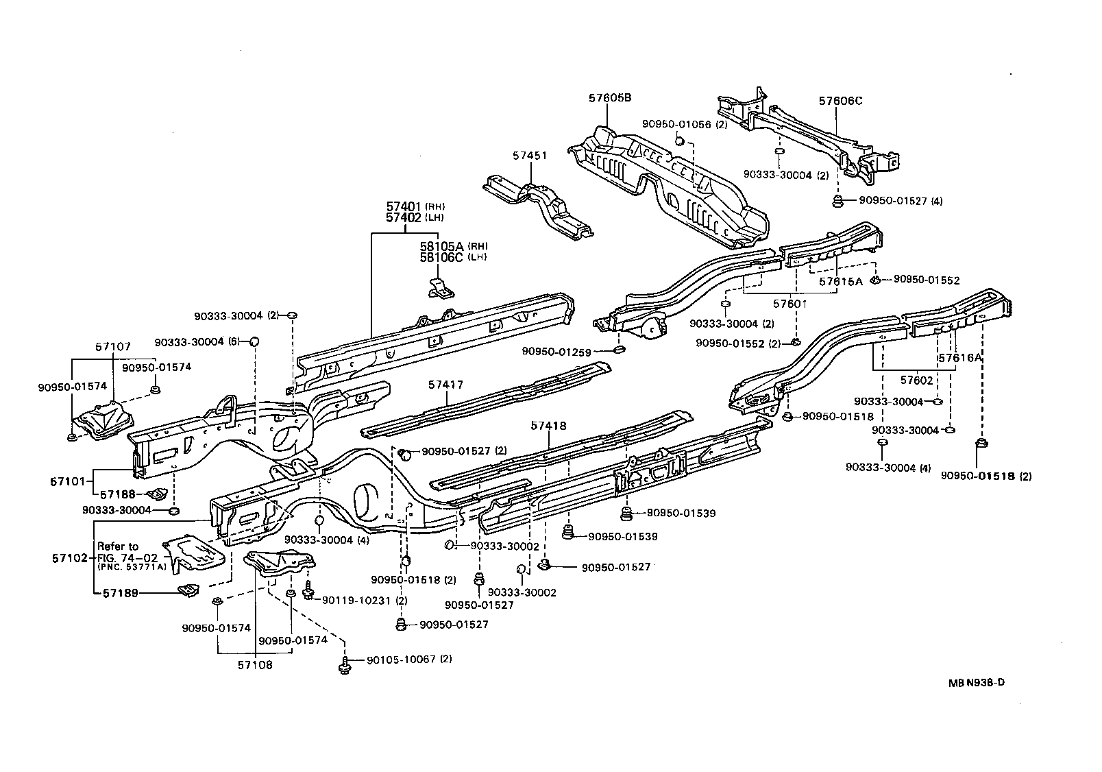 57616-32913 MEMBER, REAR FLOOR SIDE, REAR LH product image