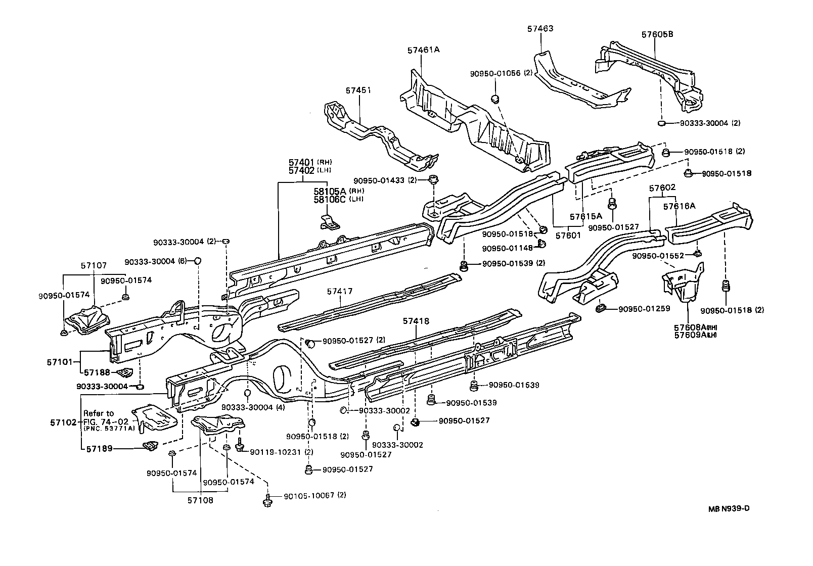 57616-32913 MEMBER, REAR FLOOR SIDE, REAR LH product image
