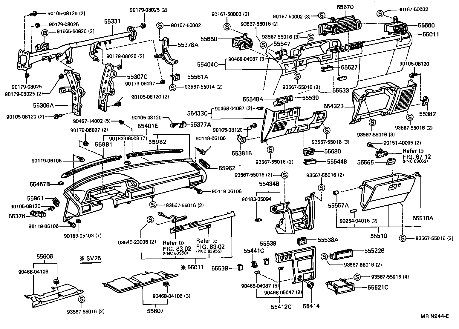 Toyota 55981-32040-02 GARNISH, DEFROSTER NOZZLE, NO.1