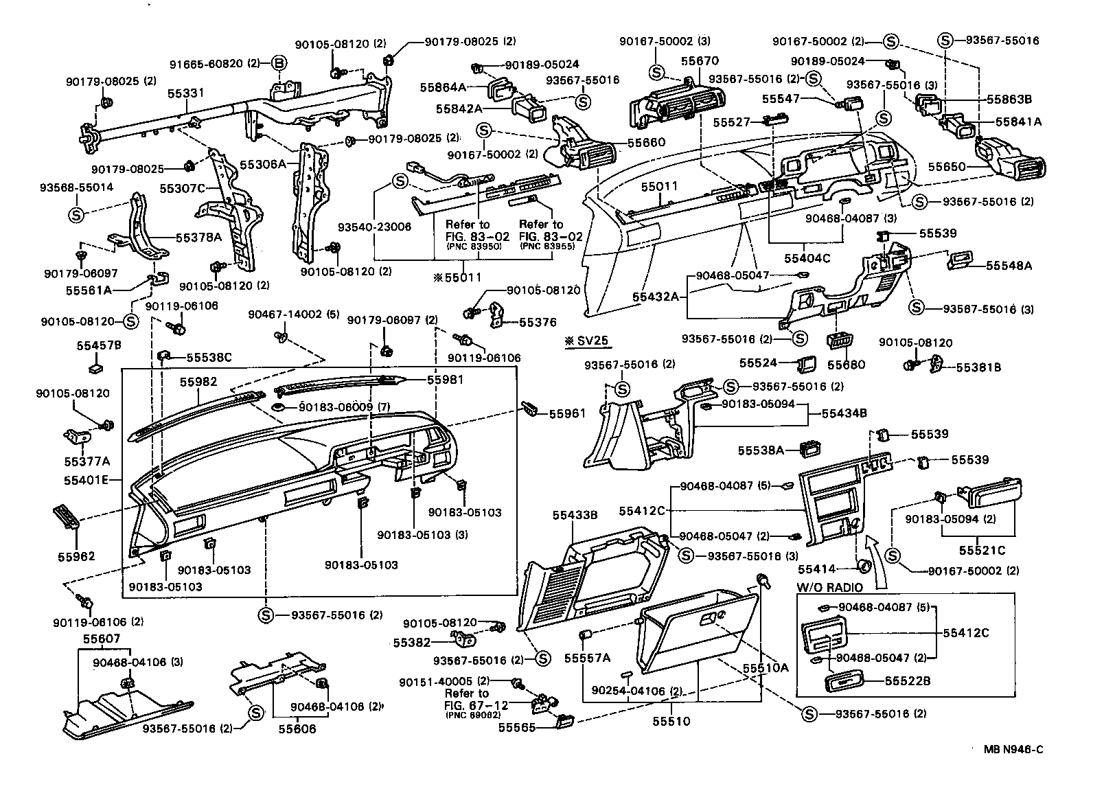 55680-14030 REGISTER ASSY, INSTRUMENT PANEL, LOWER NO.1 product image