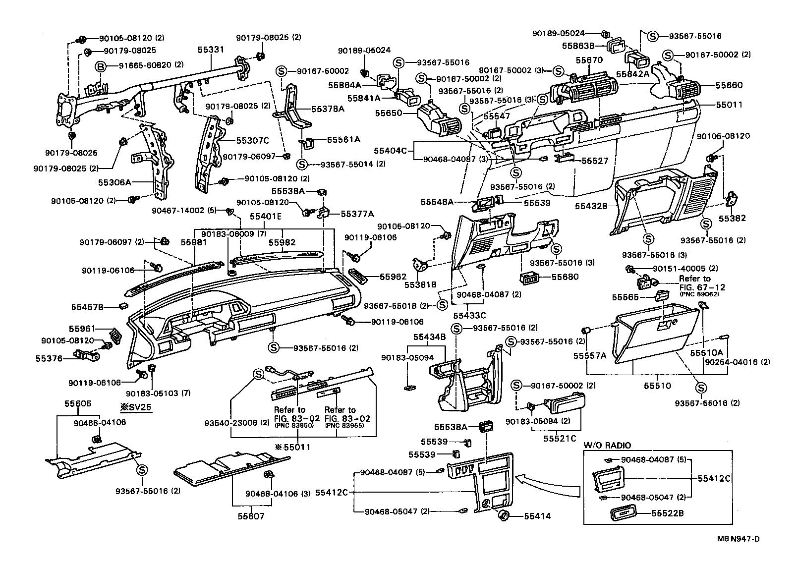 55680-14030 REGISTER ASSY, INSTRUMENT PANEL, LOWER NO.1 product image