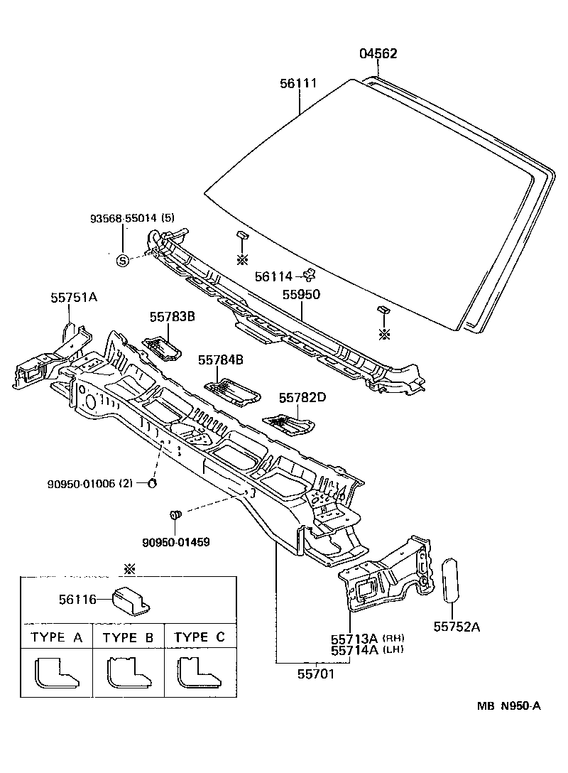 Toyota 55950-32041 NOZZLE ASSY, DEFROSTER