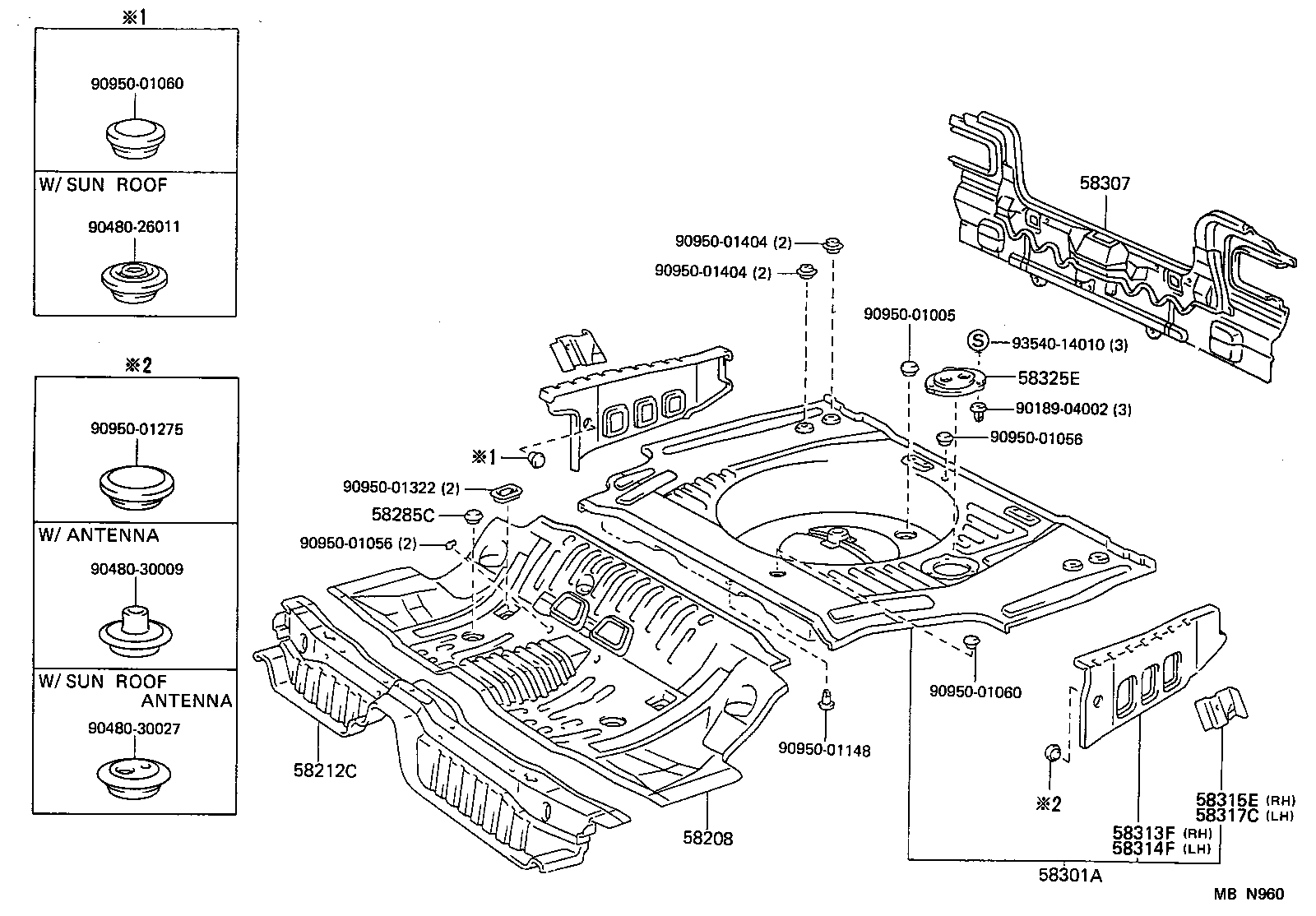 57068-32010 MEMBER SUB-ASSY, REAR FLOOR REAR CROSS, INNER product image
