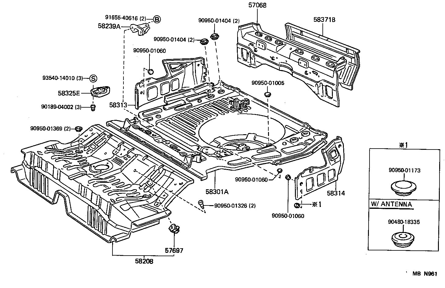 57068-32010 MEMBER SUB-ASSY, REAR FLOOR REAR CROSS, INNER product image