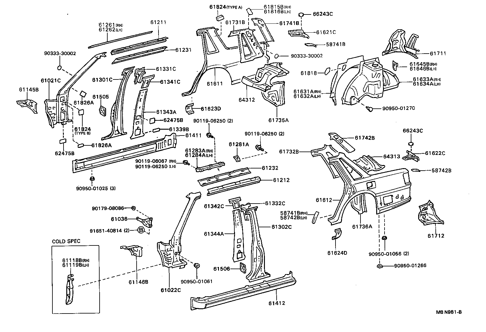 61815-32030 COVER, ROOF SIDE, INNER UPPER RH product image