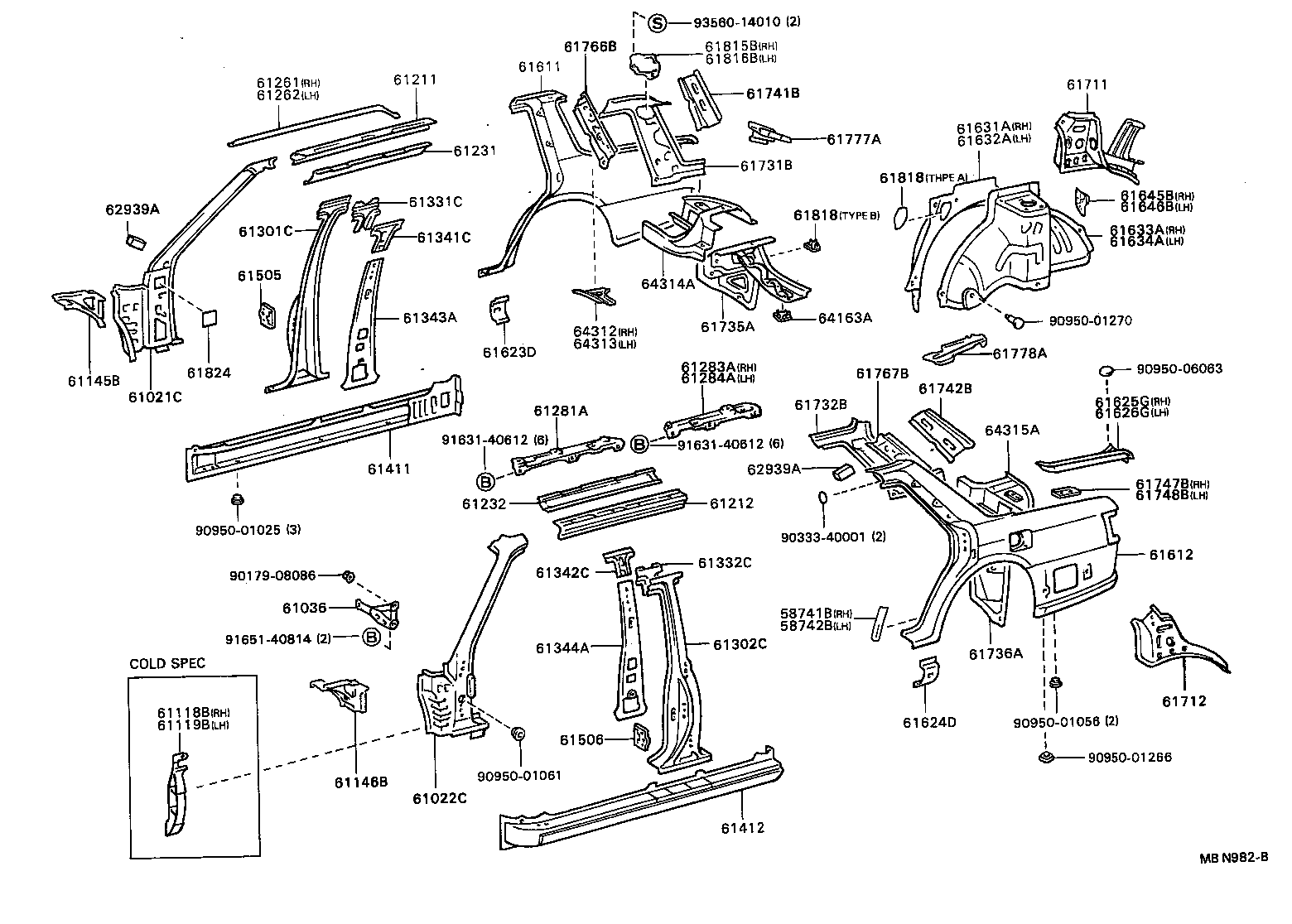 61815-32030 COVER, ROOF SIDE, INNER UPPER RH product image