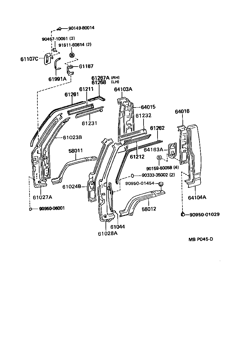 64016-95415 PANEL SUB-ASSY, BACK CORNER, INNER LH product image