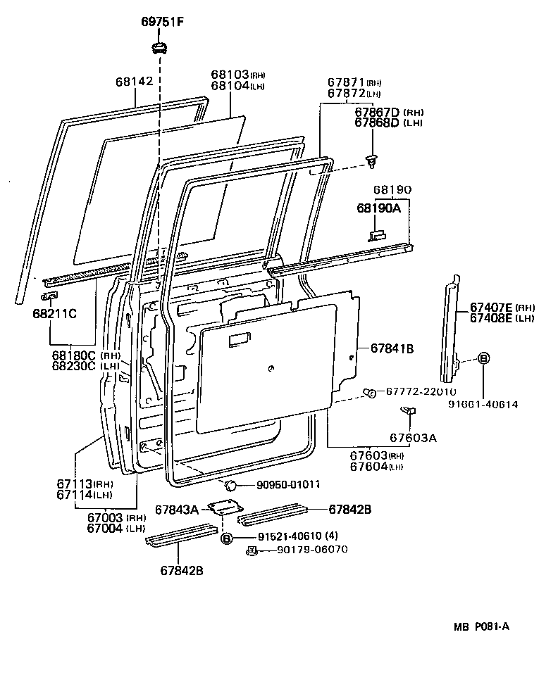 67003-95401 PANEL SUB-ASSY, REAR DOOR, RH product image