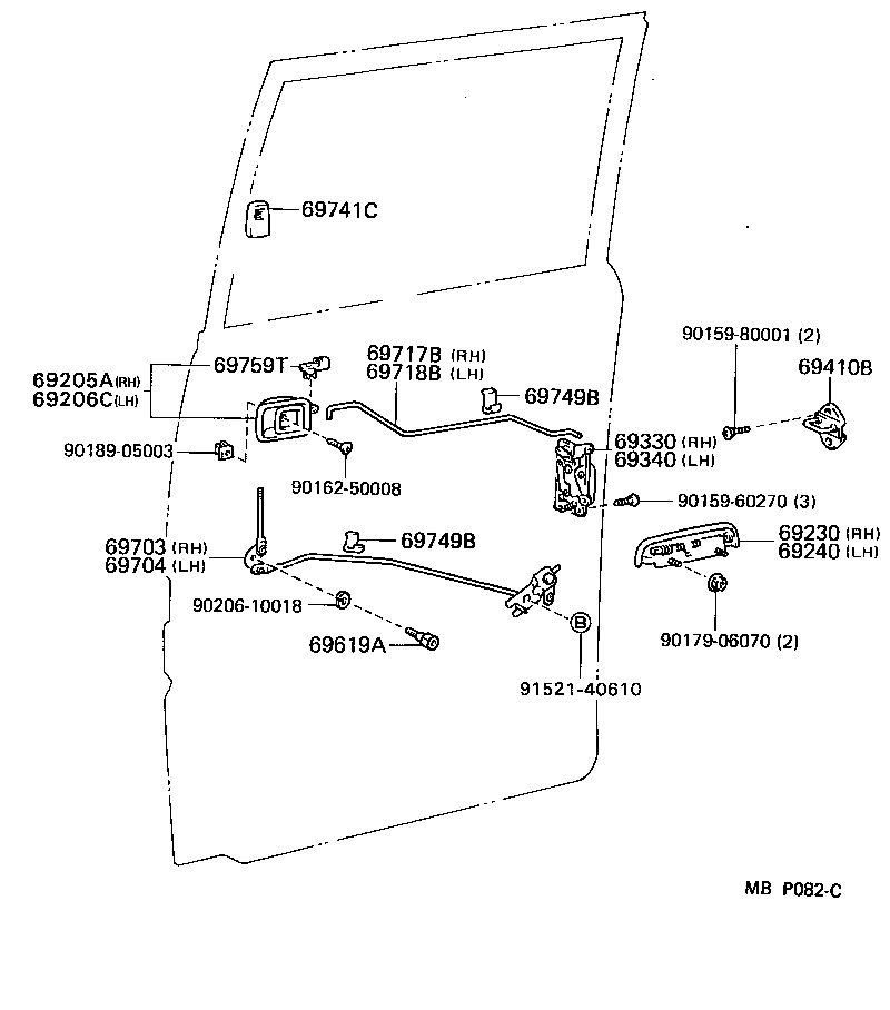 69240-95400 HANDLE ASSY, REAR DOOR OUTSIDE, LH product image