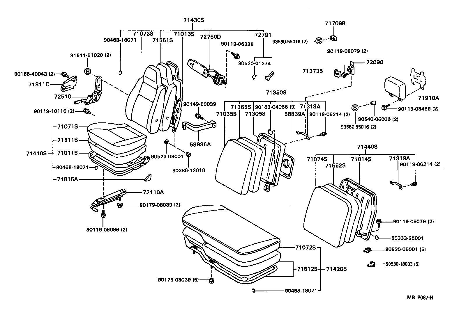 71013-37030 FRAME SUB-ASSY, FRONT SEAT BACK, RH product image
