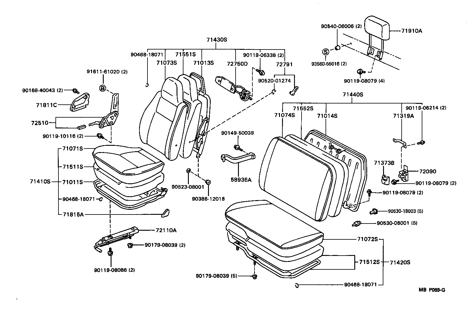71013-37030 FRAME SUB-ASSY, FRONT SEAT BACK, RH product image