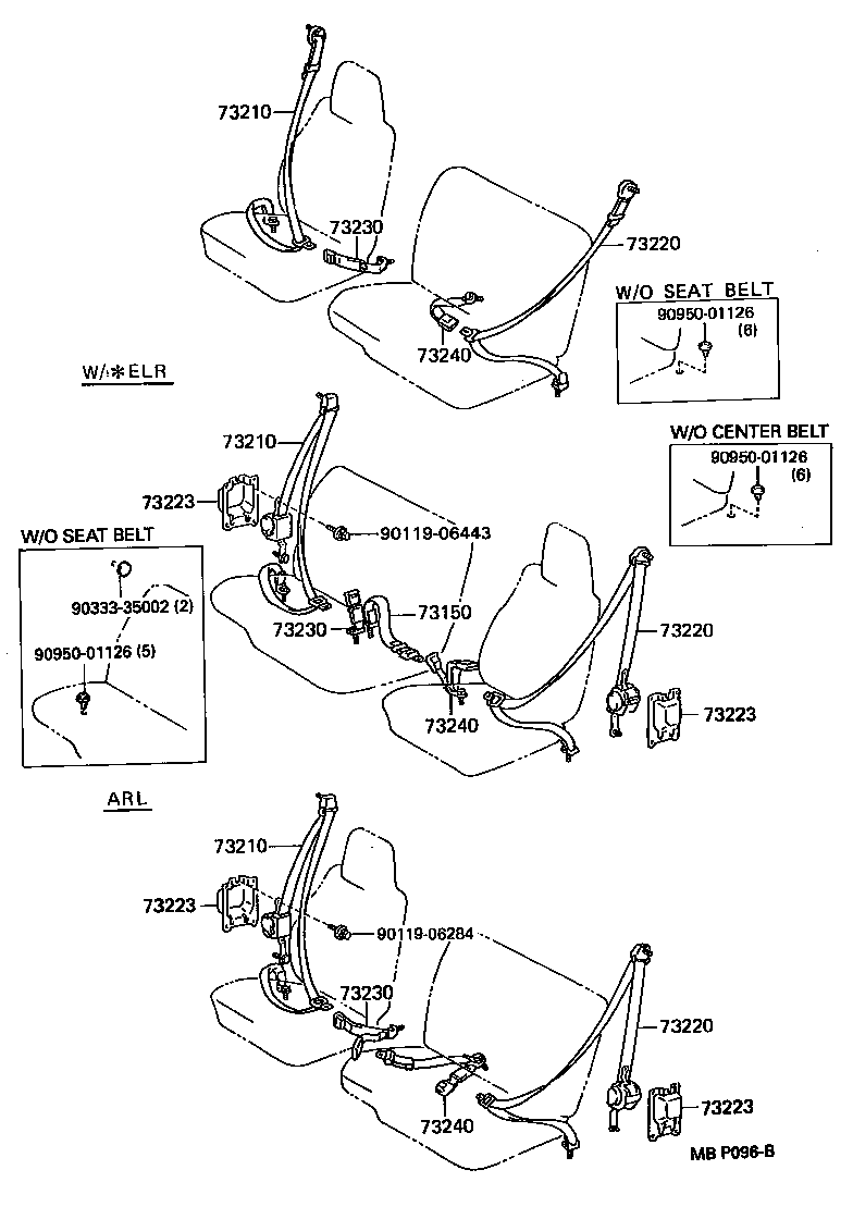 73240-95423-06 BELT ASSY, FRONT SEAT INNER, LH product image
