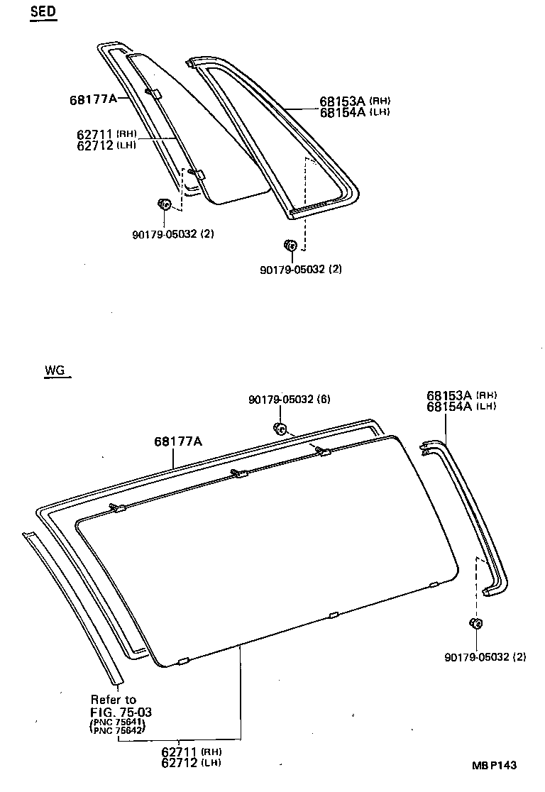 62711-03020 GLASS, QUARTER WINDOW, RH product image