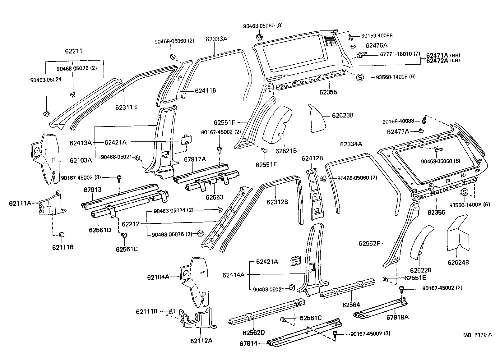 Toyota 62210-32050-06 GARNISH, FRONT PILLAR, RH