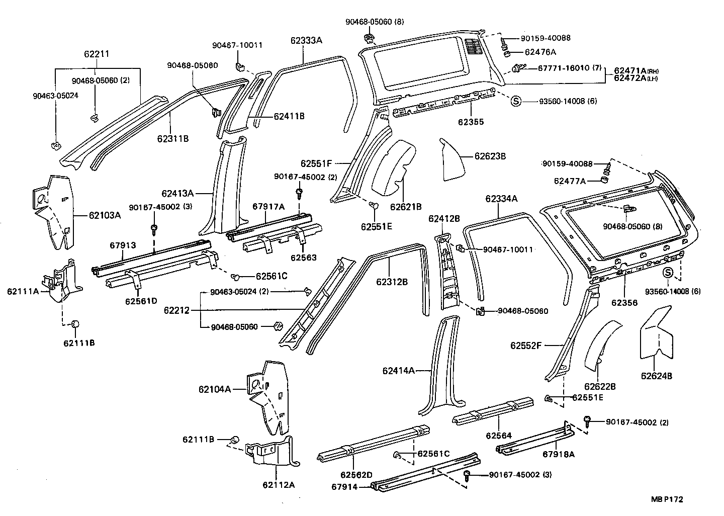62470-32100-06 GARNISH, ROOF SIDE, INNER RH product image