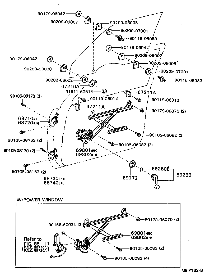 Toyota 69268-03010 PLATE, FRONT DOOR REGULATOR INSIDE HANDLE