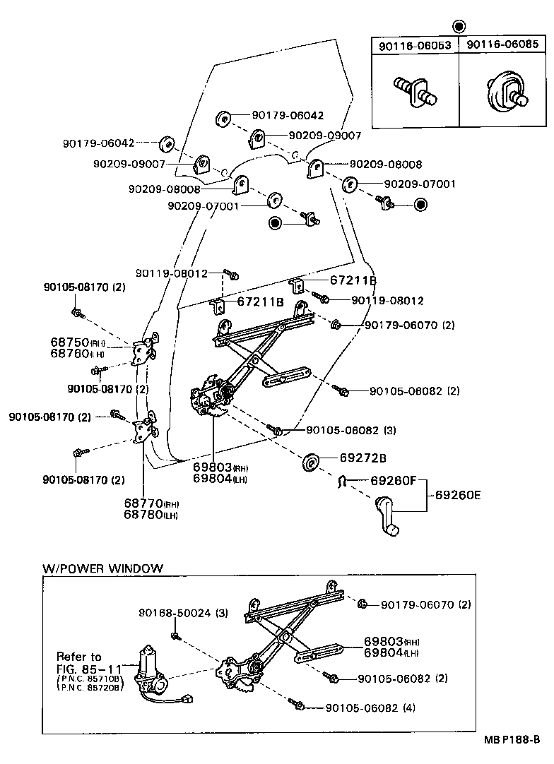 Toyota 68760-32030 HINGE ASSY, REAR DOOR, UPPER LH