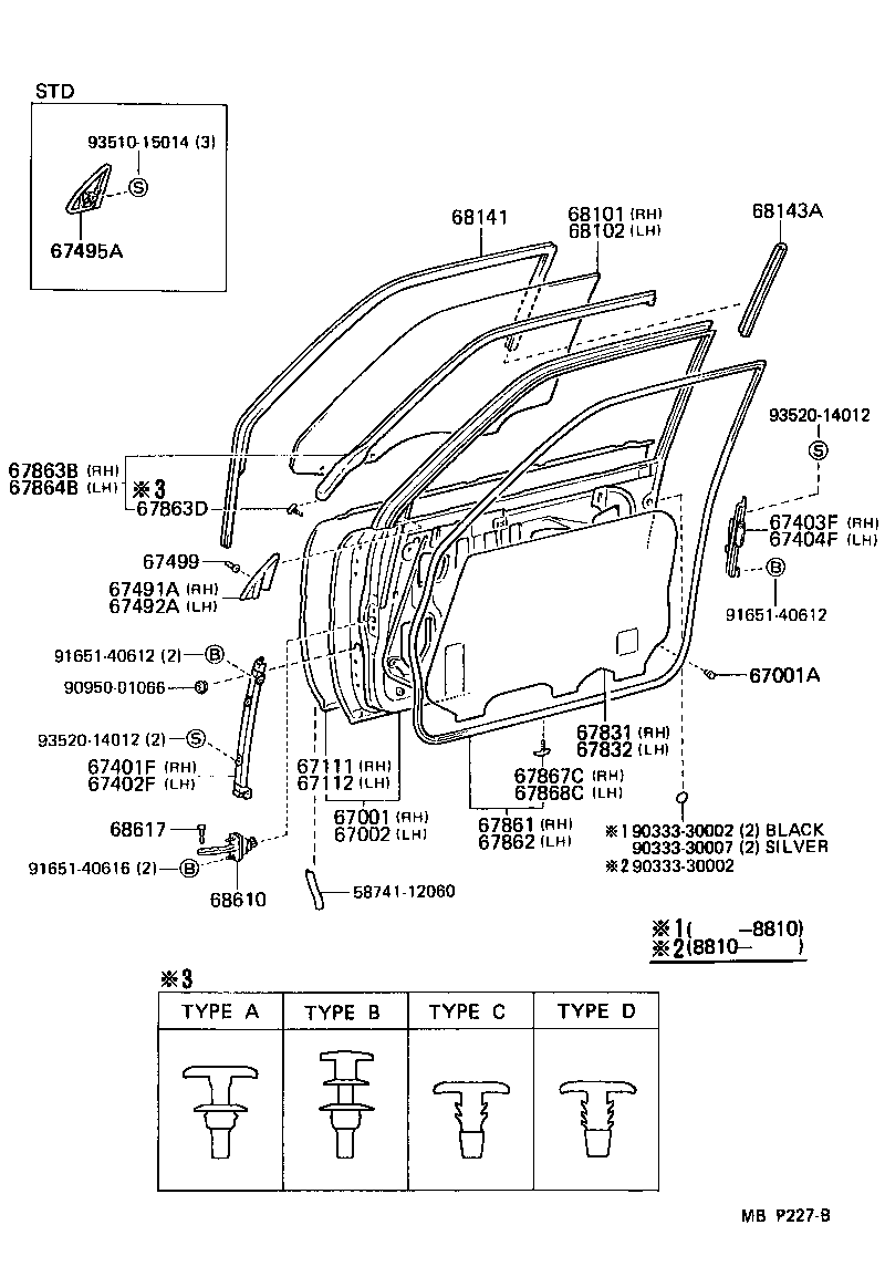Toyota 67650-32340-06 BOARD SUB-ASSY, FRONT DOOR TRIM, RH