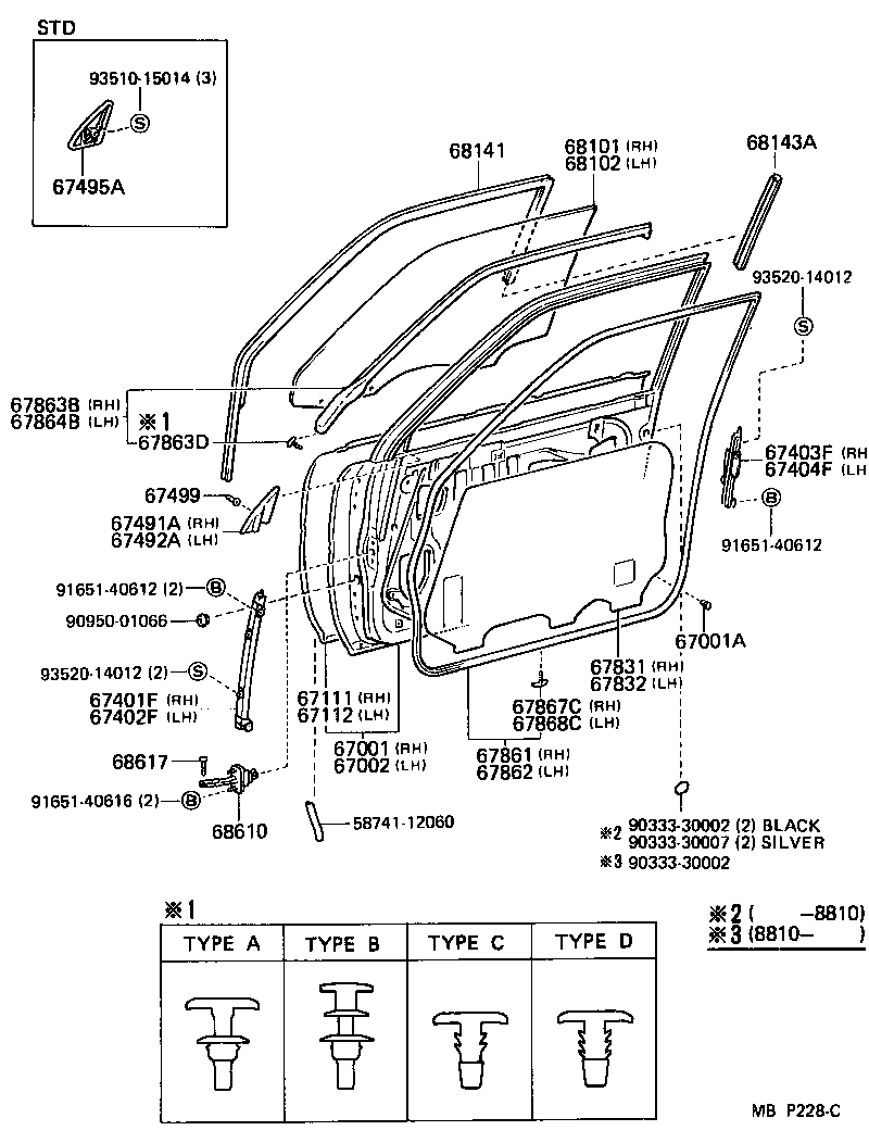 Toyota 67610-03060-B0 BOARD SUB-ASSY, FRONT DOOR TRIM, RH