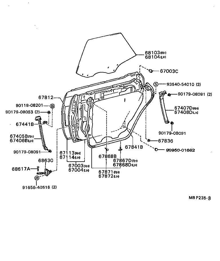 67004-32280 PANEL SUB-ASSY, REAR DOOR, LH product image