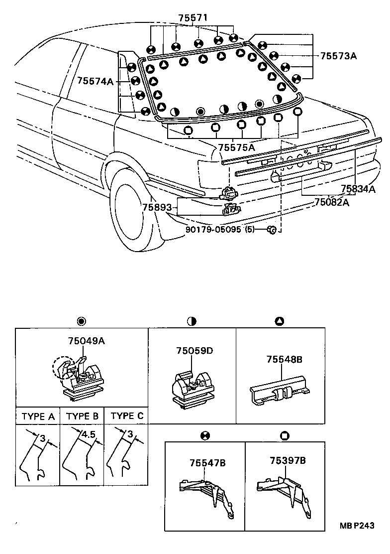 75502-32040 MOULDING, BACK WINDOW, OUTSIDE LH product image