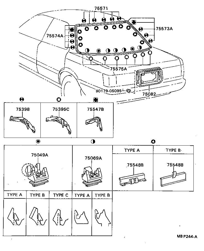 75502-32040 MOULDING, BACK WINDOW, OUTSIDE LH product image