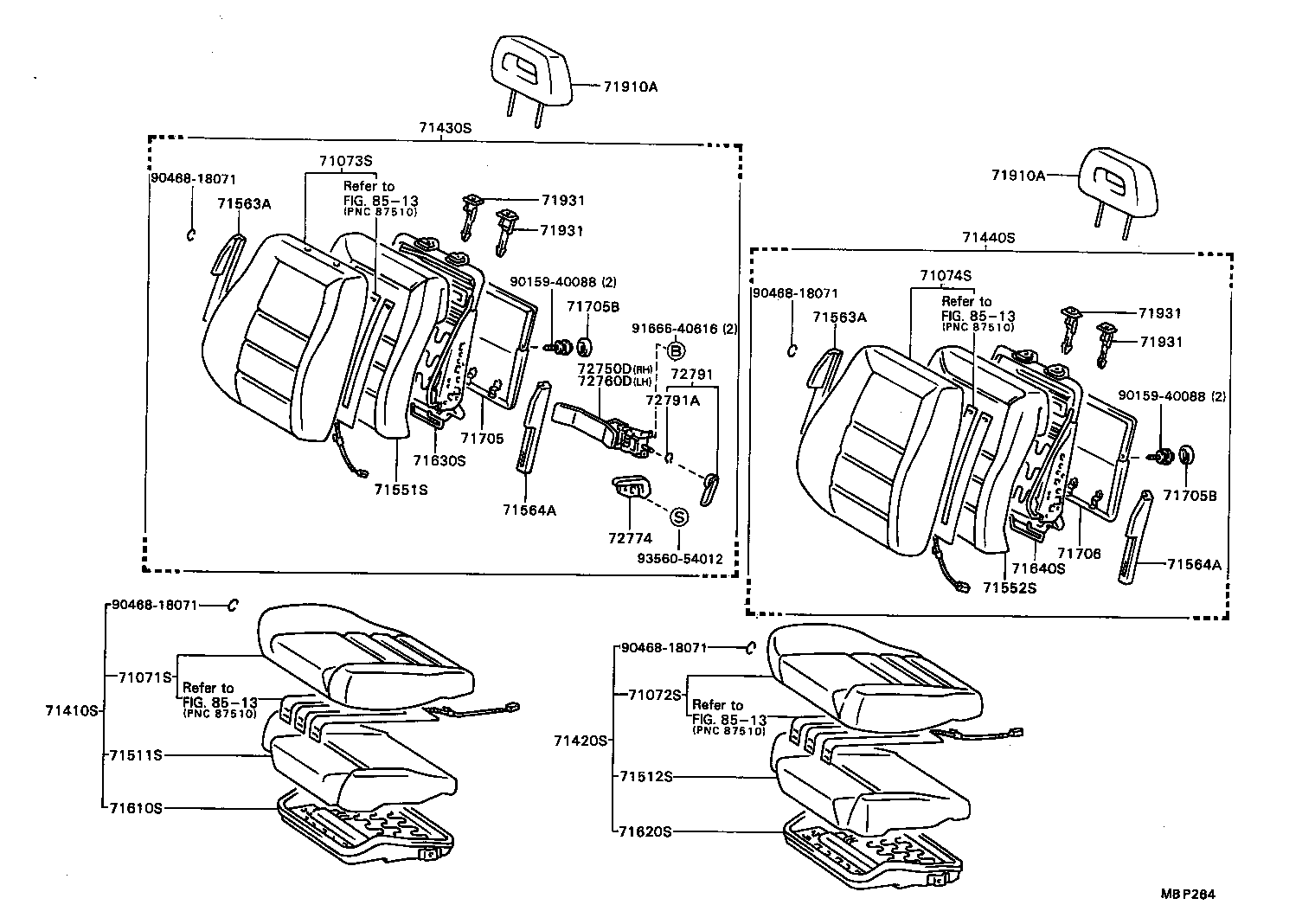 71073-32640-06 COVER, FRONT SEAT BACK, RH(FOR SEPARATE TYPE) product image