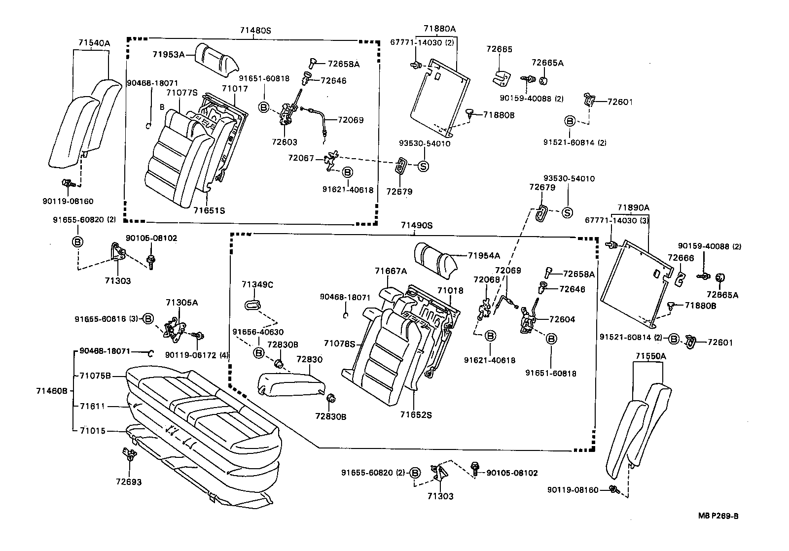 71015-32060 FRAME SUB-ASSY, REAR SEAT CUSHION product image