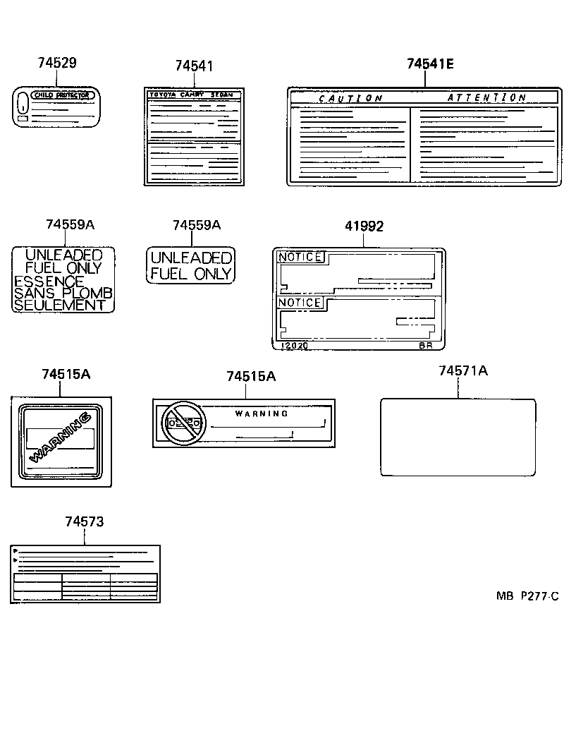 Toyota 42661-32271 PLATE, TIRE PRESSURE CAUTION
