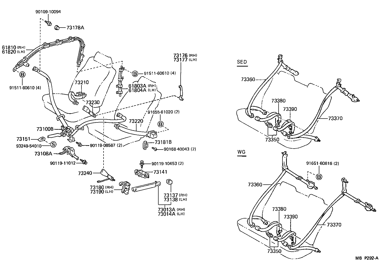 Toyota 73176-32010 HANGER, FRONT SHOULDER BELT, RH (FOR FRONT SEAT)