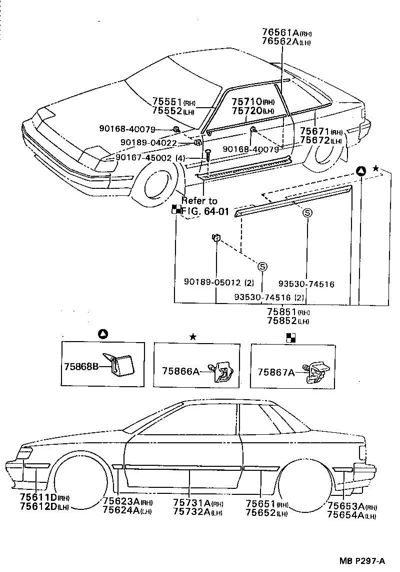 Toyota 76923-20030 RETAINER, SIDE MUDGUARD