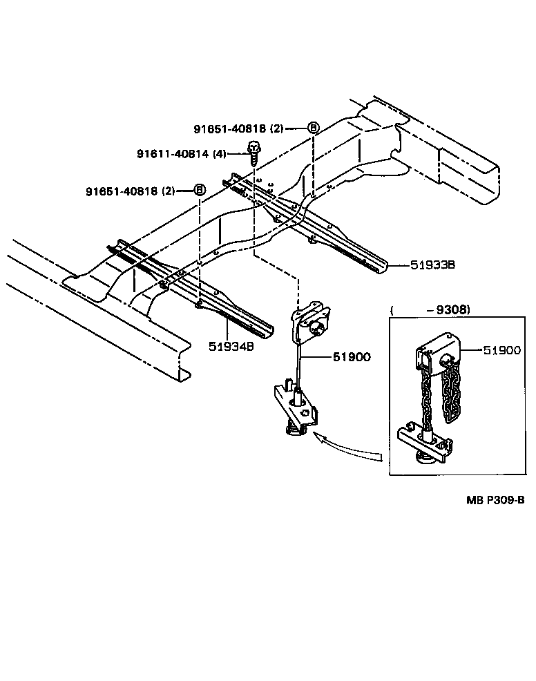 Toyota 51930-89101 LOCK ASSY, SPARE WHEEL CARRIER