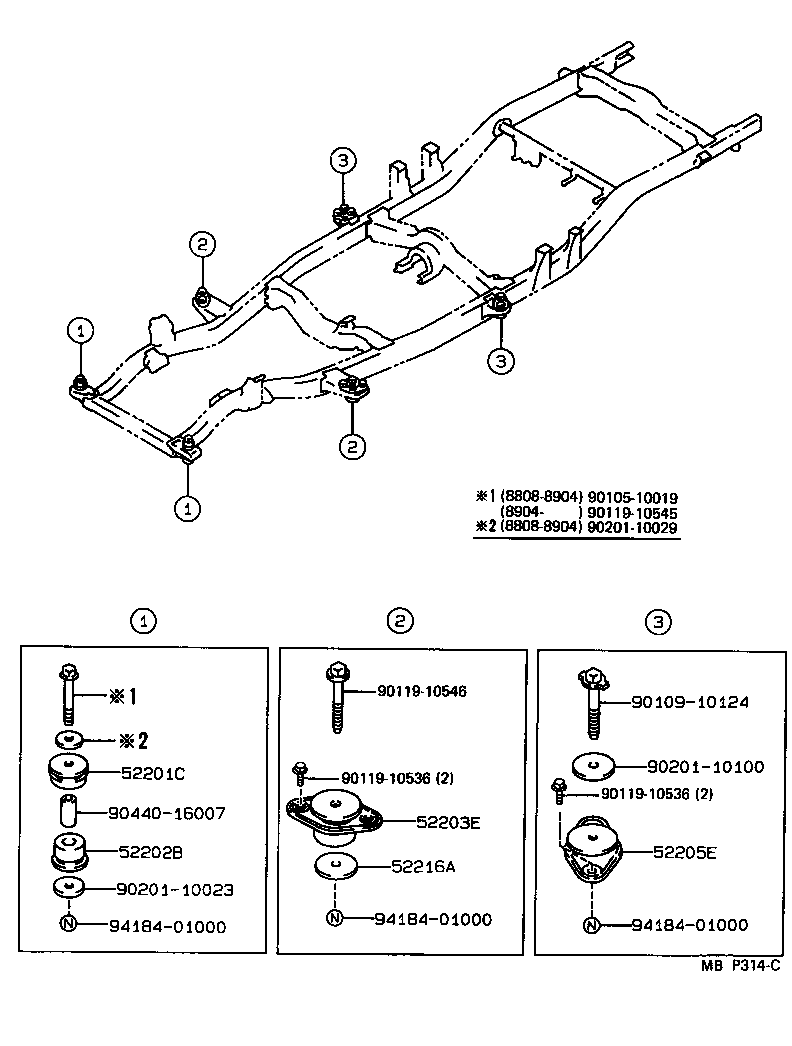 Toyota 52203-35170 CUSHION SUB-ASSY, CAB MOUNTING, NO.2