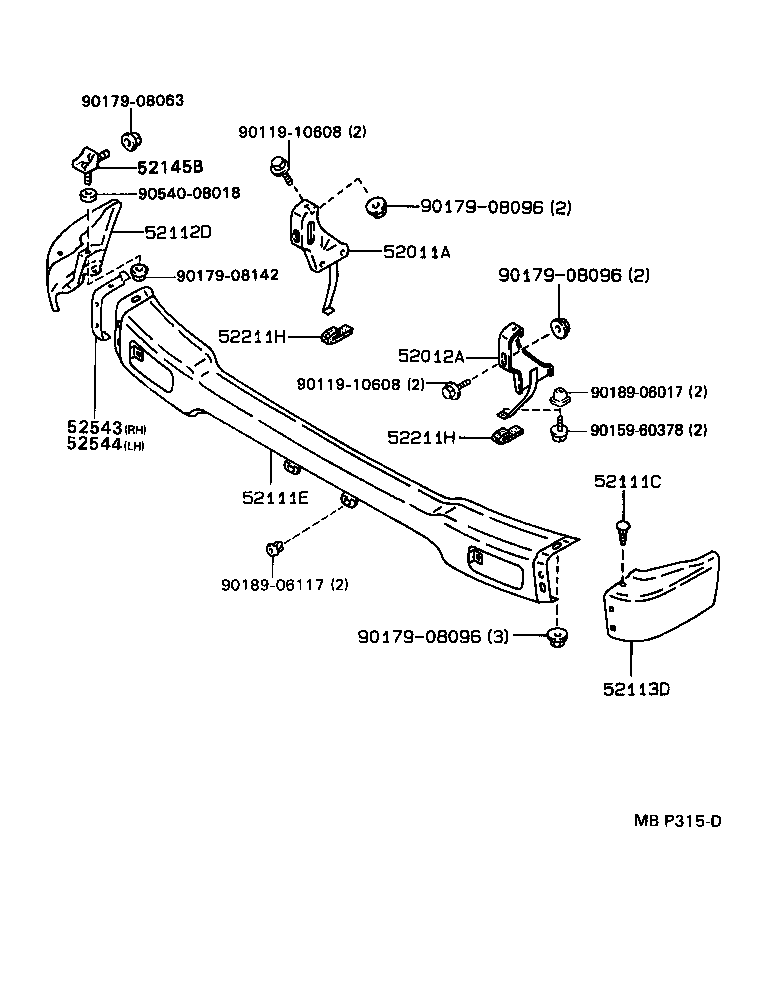 Toyota 52103-89116-03 EXTENSION, FRONT BUMPER, LH