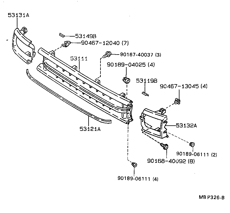 53111-89134 GRILLE, RADIATOR product image