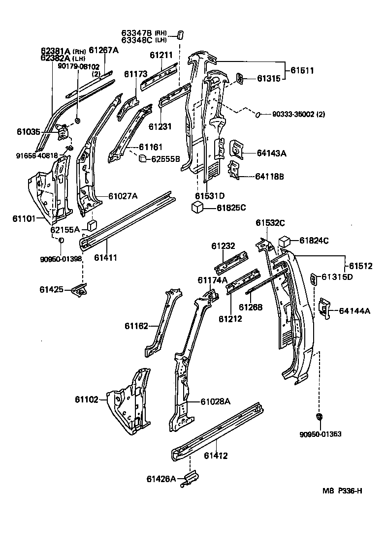 Toyota 61232-89113 RAIL, ROOF SIDE, INNER LH