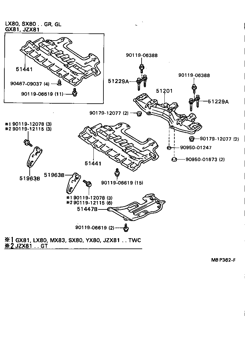 51206-22120 MEMBER SUB-ASSY, REAR SUSPENSION product image