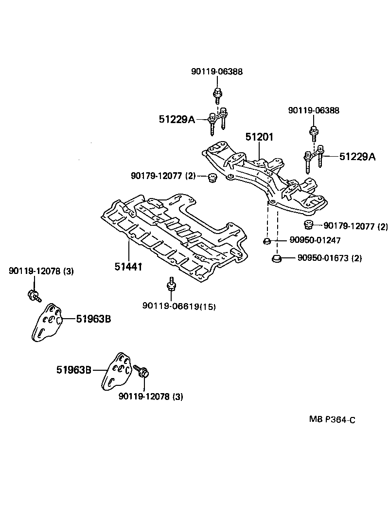 Toyota 52277-22011 STOPPER, REAR SUSPENSION MEMBER, REAR UPPER