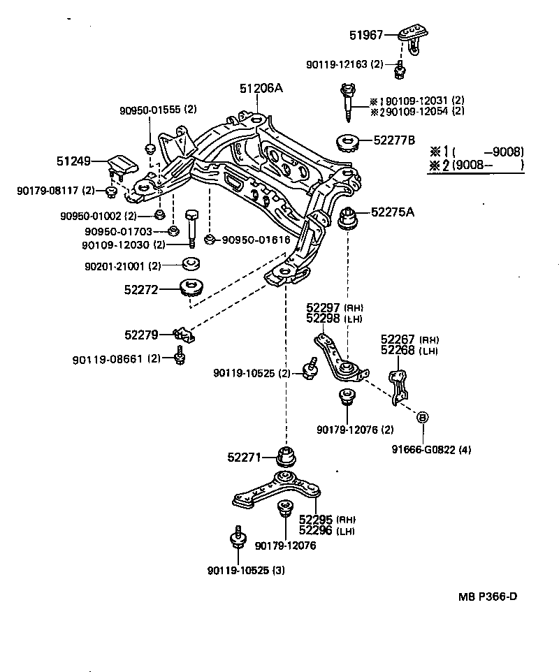 51206-22120 MEMBER SUB-ASSY, REAR SUSPENSION product image